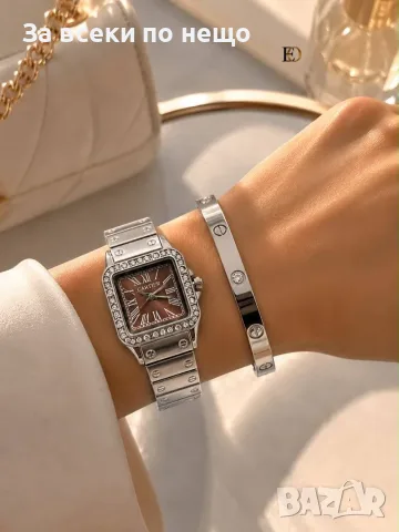 Cartier Дамски Подаръчен Комплект Картие Часовник И Гривна - Различни Цветове Код SK1905, снимка 10 - Подаръци за жени - 55336970