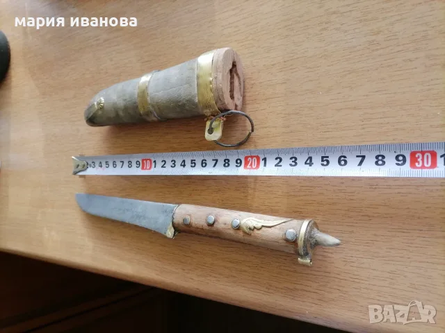 Стар овчарски нож с дървена кания , снимка 3 - Антикварни и старинни предмети - 55083932