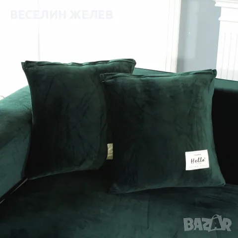 Калъфи Протектори за диван HOUSE OF QUIRK (3+4 местен) + 4 бр. калъфки "Hello" -маслено зелено, снимка 7 - Други - 55625913