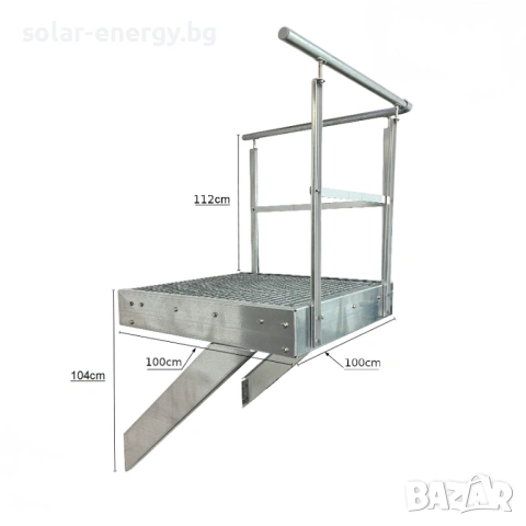 Метална площадка за стълби 100x100 см | Поцинкована | С или без парапети