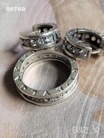 BVLGARI.bvlgari. сребърен пръстен. сребърни обици.