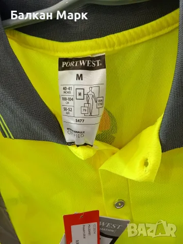 Нови сигнални тениски с яка Portwest Hi-Vis S477 – Размери M и XL (Внос от Германия), снимка 4 - Тениски - 55543690