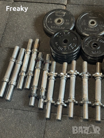 Тежести , дискове за лост ф 30 + лостчета за дъмбели , снимка 3 - Фитнес уреди - 54357807