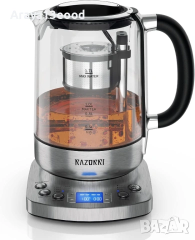 Razorri Електрическа кана за чай от неръждаема стомана 1.7L , 5 вида чай
