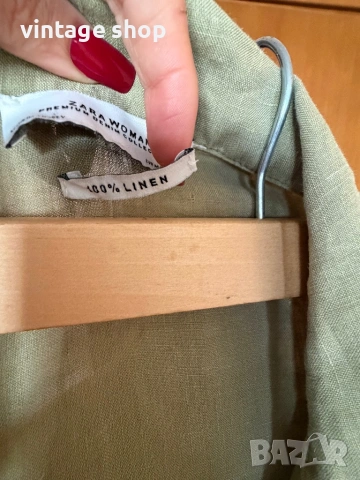 Ленена рокля в маслинено зелен цвят Zara, снимка 13 - Рокли - 54100255