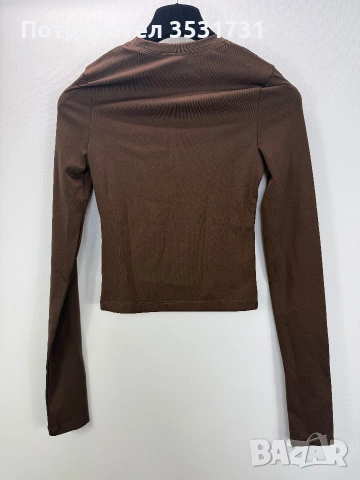 Wardrobe NYC кафяв топ с дълъг ръкав размер S, снимка 4 - Блузи с дълъг ръкав и пуловери - 54976044