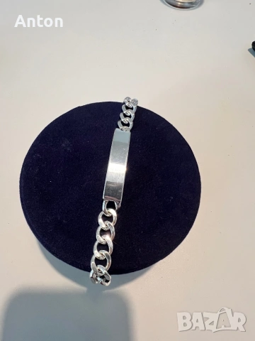 Сребърна гривна с плочка, снимка 5 - Гривни - 54245284