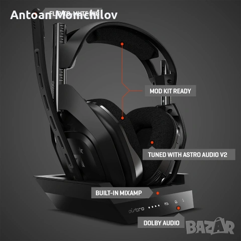 Геймърски слушалки ASTRO Gaming A50 Wireless Gen 4, снимка 5 - Bluetooth слушалки - 54964457