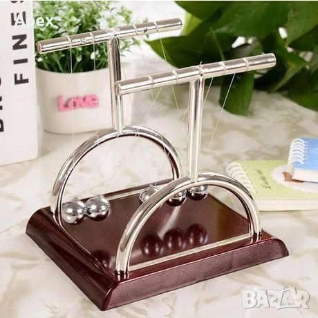 Люлка Махало на Нютон.Метални Топчета за Бюро.Вечен Двигател Перпетуум Мобиле Perpetuum Mobile.Подар, снимка 2 - Подаръци за рожден ден - 54169656