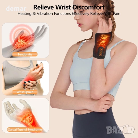 Безжичен масажор за китки с топлина и компресия за облекчаване на болката, 3000mAh, снимка 2 - Масажори - 54025210