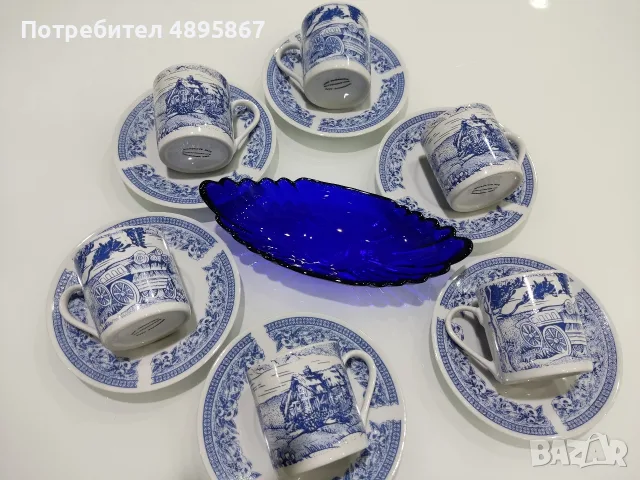 Чисто нов порцеланов сет за кафе в синьо, снимка 3 - Сервизи - 55411050