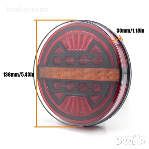Диодни стопове тип Хамбургер LED неон динамичен мигач 12V 24V комплект T552, снимка 2 - Аксесоари и консумативи - 54447606