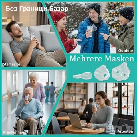 Нов тих Портативен инхалатор за деца и възрастни LCD Type-C 3 режима, снимка 6 - Други - 53985606