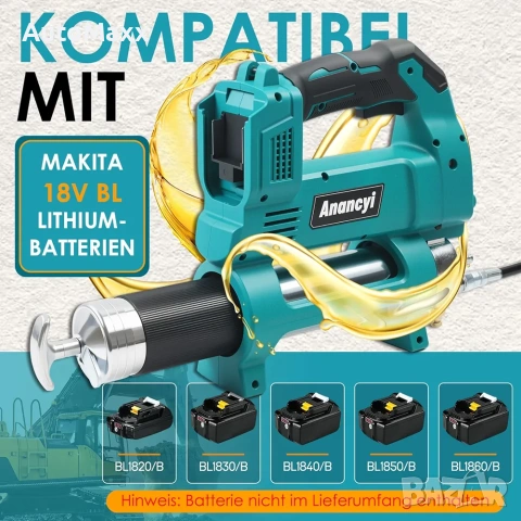 Anancyi Безжичен електрически пистолет за гресиране за Makita 18V батерия 12000PSI, снимка 4 - Индустриална техника - 54429636