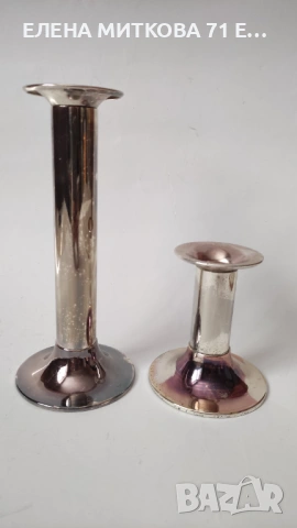 Двойка посребрени свещници с патина