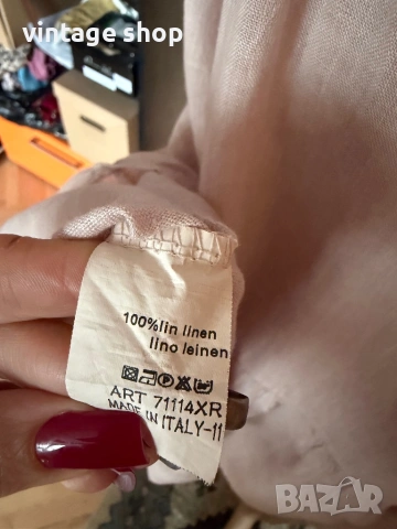 Ленена рокля в бледорозов цвят, размер L, снимка 9 - Рокли - 54080592