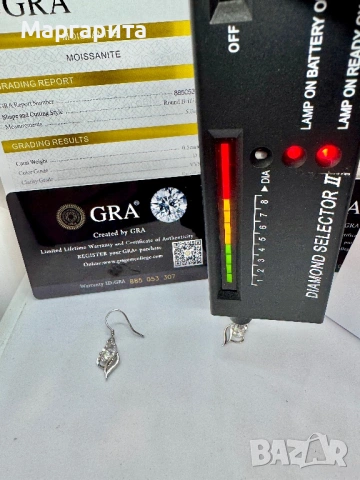 Сребърни обеци с мойсанит (диамант) 0.5 карата, снимка 5 - Обеци - 54182674