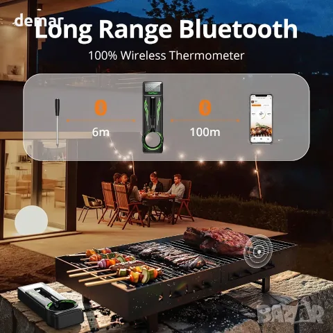 Смарт термометър за печене за месо и фурна с Bluetooth връзка (2 сензора) CharMeter, снимка 4 - Друга електроника - 55661818