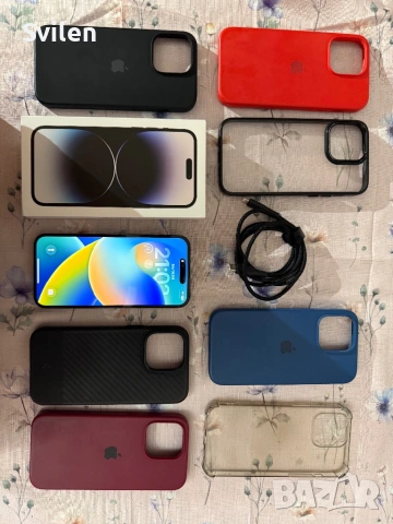 iPhone 14 Pro Max с вградена памет от 256GB в цвят Natural Titanium. Подарък седем броя кейс., снимка 11 - Apple iPhone - 54227765