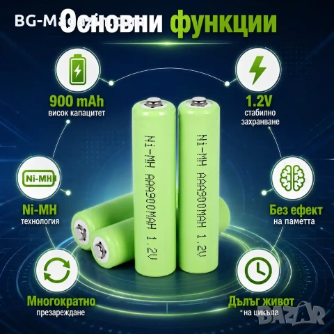 Акумулаторни батерии AAA за соларни лампи Rakieta AAA 900 mAh 1.2V играчки фенери презареждащи се, снимка 2 - Друга електроника - 51273715