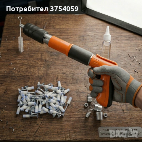 Професионален пистолет за забиване на пирони + 50 броя пирона