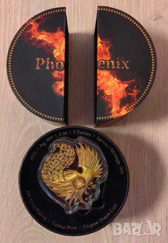 5 долара 2025 Самоа - Птицата Феникс - 2 оз.сребърна монета, снимка 5 - Нумизматика и бонистика - 54060877