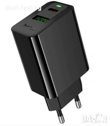 Зарядно Адаптер HOCO CS94A / PD20W + QC18W 3A / 1 x USB A / 1 x USB C / Черен /