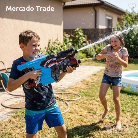 Воден пистолет за деца Mercado Trade, Пластмаса, 57см., Синьо - Черен, снимка 3 - Електрически играчки - 55124472