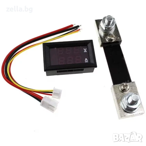 Дигитален волтметър и амперметър 0–100V 100A с включен шунт – LED дисплей за DC системи 10117, снимка 13 - Части и Платки - 54658362