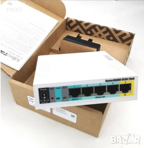 НОВ Рутер MikroTik RB951Ui-2HnD, POE, USB