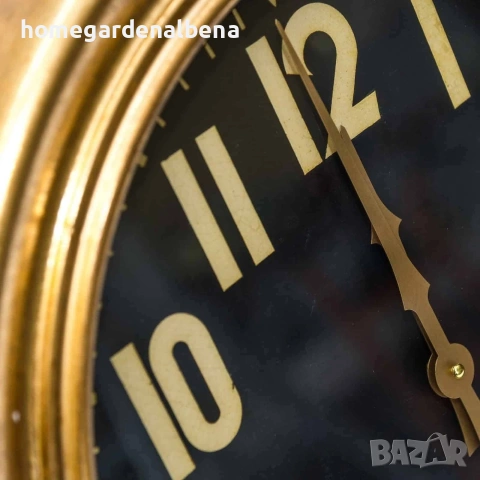 Стенен часовник златна рамка Ø50 см — луксозен ретро дизайн, черен циферблат, снимка 2 - Стенни часовници - 54061878