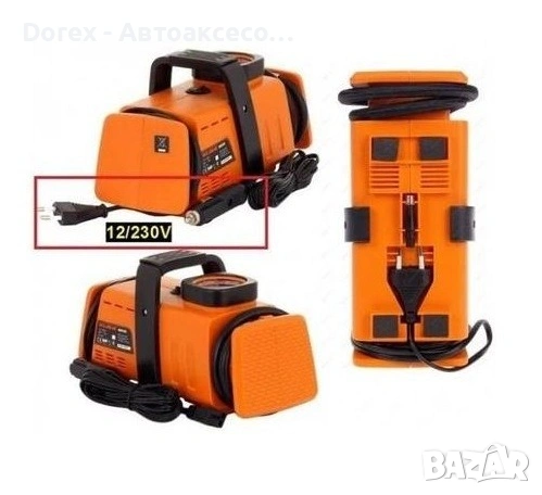 Компресор за гуми 10 Bar 12V и 220V с манометър, снимка 2 - Аксесоари и консумативи - 54869608