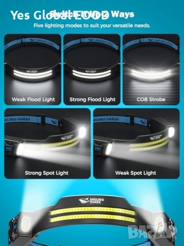 LED челник Smiling Shark 2400mAh сензор 5 режима, снимка 2 - Друга електроника - 54278958