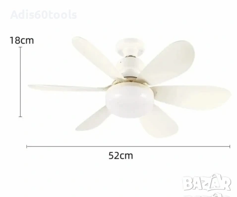 LED Крушка Лампа Вентилатор 12W Бял + Дистанционно управление, снимка 6 - Лампи за таван - 50653169