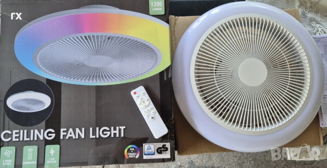 LED Таванен плафон с вентилатор, Дистанционно и RGB (45см), снимка 2 - Лед осветление - 54810306