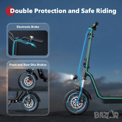 Електрически скутер/тротинетка със седалка iScooter i12 500W 7.5AH, снимка 4 - Други спортове - 48526389