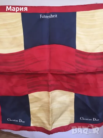 Оригинален Christian Dior Fahrenheit Малък Шал Кърпичка 100% Коприна, снимка 2 - Шалове - 55335295