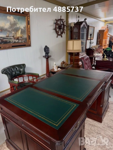 Chesterfield/Честърфилд Класическо бюро от масив и естествена кожа., снимка 9 - Бюра - 55281877