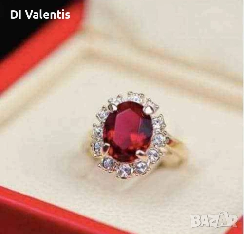 💍 24K Златно Покритие ✨️Дамски Пръстени 💍с Циркон💎 – Зелен, Син, Червен | Лимитирана Серия ⚜️✨️, снимка 17 - Пръстени - 54512901
