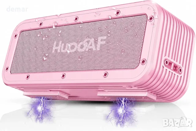 HiPoqAF водоустойчива Bluetooth колонка розова с магнитно закрепване 100 W Peak, IPX7, 30 часа