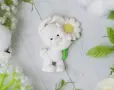 3 зайчета Заек зайче с цвете маргаритка силиконов молд форма фондан смола шоколад гипс, снимка 2