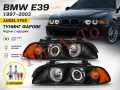 Тунинг Фарове Angel Eyes за BMW E39 1997–2003 Черни Рефлекторни Комплект С Включени Крушки, снимка 1
