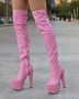 Чизми на ток - розова кожа , снимка 2