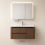 Луксозен шкаф за баня от масивно дърво 2801 (Walnut Balance) със заоблен дизайн и смарт огледало, снимка 5