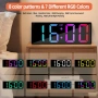 Дигитален Стенен Часовник 12" RGB LED с Дистанционно, Дата и Будилник, снимка 9