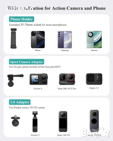 Чисто нова метална вакуумна стойка за телефон VVNTVEE – за GoPro, екшън камери, смартфони...  , снимка 4 - Аксесоари и консумативи - 54428850