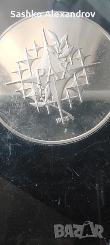 ​Голяма сребърна медал-монета Pax Dove 1975 – Franklin Mint (Proof, Sterling Silver) , снимка 3 - Нумизматика и бонистика - 55504953