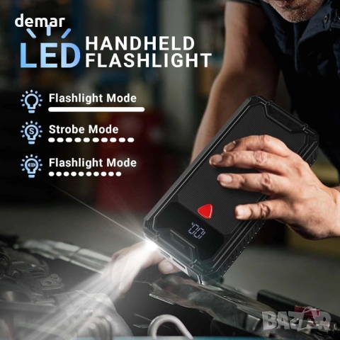 6000A Стартер Jumpstarter, Джъмпстартер за автомобил 12V с LED фенер, USB изход, снимка 5 - Аксесоари и консумативи - 54894391