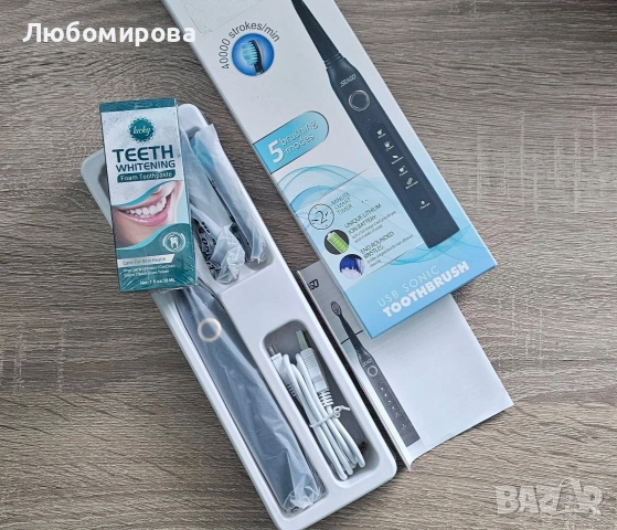 Елетрическа звукова четка за зъби SEAGO /Черна/ Подарък избелваща паста за зъби, снимка 2 - Други - 54705878