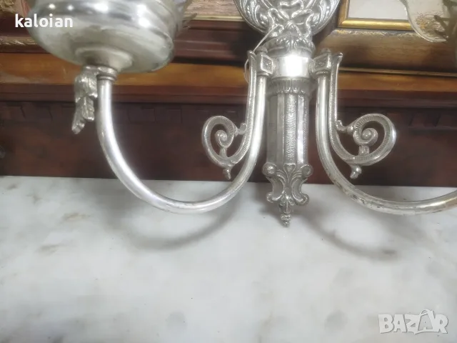 Уникални италиански посребрени аплици викториански стил. Мурано ръчно духано цветно стъкло, снимка 9 - Прожектори - 55475332